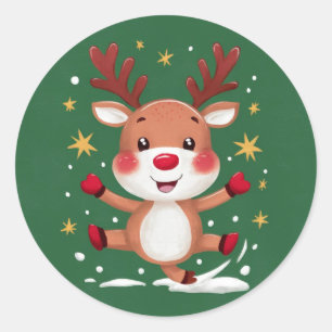 Cute Playful Rudolph The Red Nose Reindeer Sticker