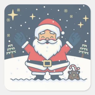 Cute Playful Santa Claus Christmas Sticker