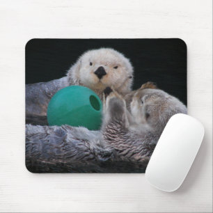 Cute Playful Sea Otters Mouse Mat