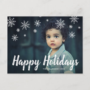 Cute Playful Snowflakes Photo Modern Christmas Holiday Postcard