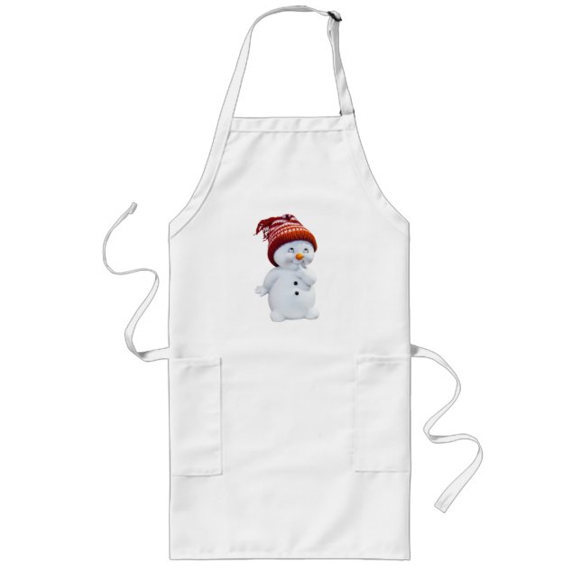 CUTE PLAYFUL SNOWMAN LONG APRON (Front)
