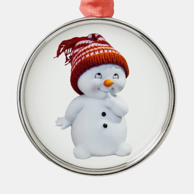 CUTE PLAYFUL SNOWMAN METAL TREE DECORATION (Front)