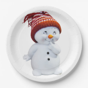 CUTE PLAYFUL SNOWMAN PAPER PLATE