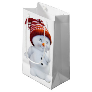 CUTE PLAYFUL SNOWMAN SMALL GIFT BAG