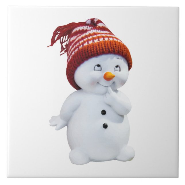 CUTE PLAYFUL SNOWMAN TILE (Front)