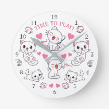 Cute Playful White Kittens Time to Play Round Cl