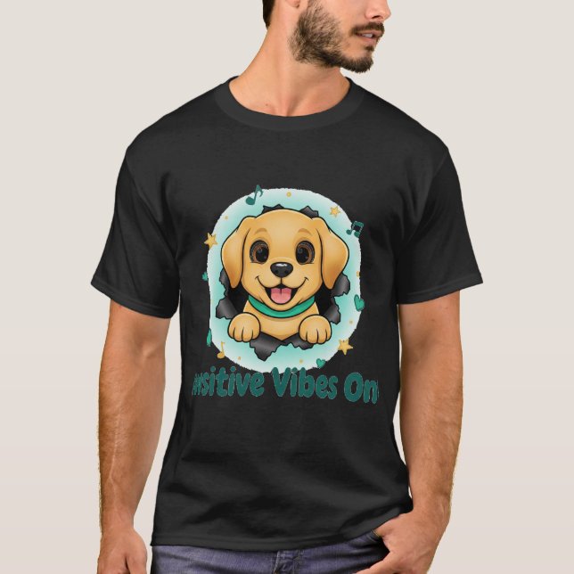 Cute Playful Yellow Labrador Puppy Peeking Out T-Shirt (Front)