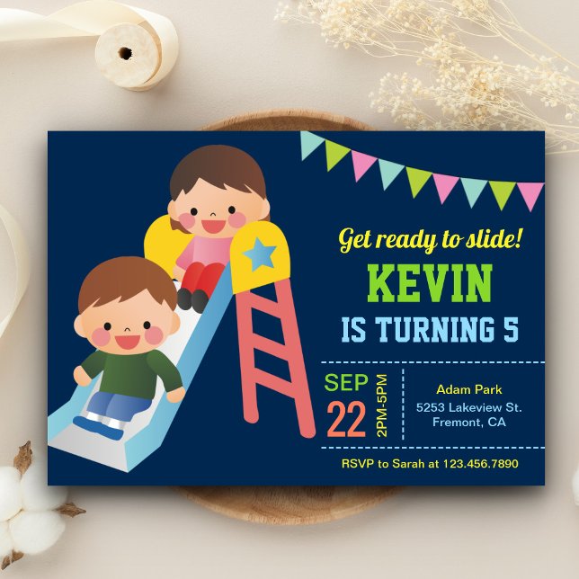 Cute Playground Slide Kids Birthday Party Invite (Creator Uploaded)