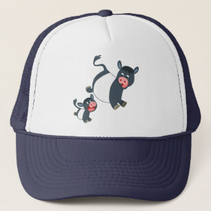 Cute Playing Belted Galloway Cow & Calf Hat