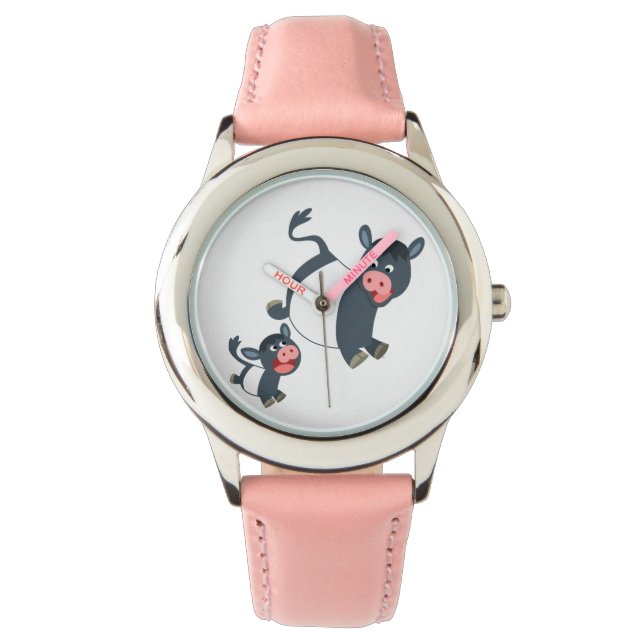 Cute Playing Belted Galloway Cow & Calf Watch (Front)