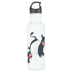 Cute Playing Cartoon Belted Galloway Cow and Calf 710 Ml Water Bottle