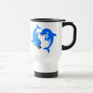 Cute Playing Cartoon Dolphins Commuter Mug