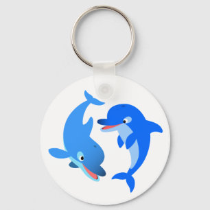 Cute Playing Cartoon Dolphins Keychain