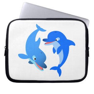 Cute Playing Cartoon Dolphins Laptop Sleeve