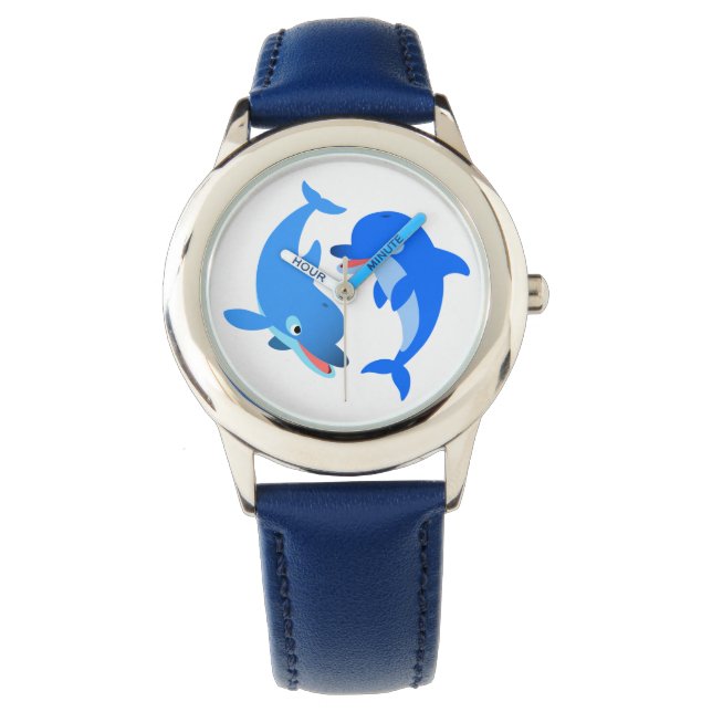 Cute Playing Cartoon Dolphins Watch (Front)