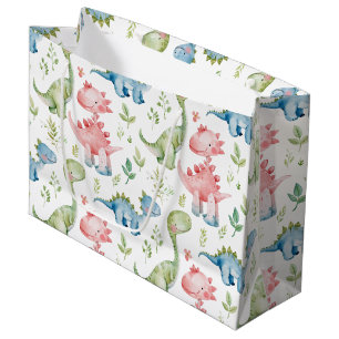 Cute playing dinosaurs kids  birthday large gift bag