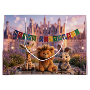 Cute Plush Animals with Happy Birthday Banner Large Gift Bag