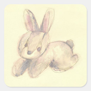 Cute Plush Bunny Square Sticker