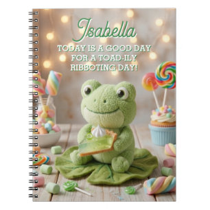 Cute Plush Frog holding Key Lime Pie Personalised Notebook