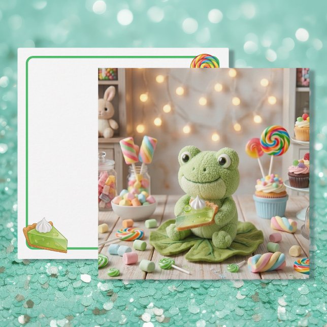 Cute Plushie Frog holding Key Lime Pie Blank Card (Creator Uploaded)