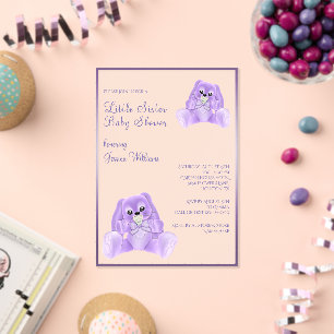 Cute Plushies Little Sister Baby Shower Acrylic Invitations