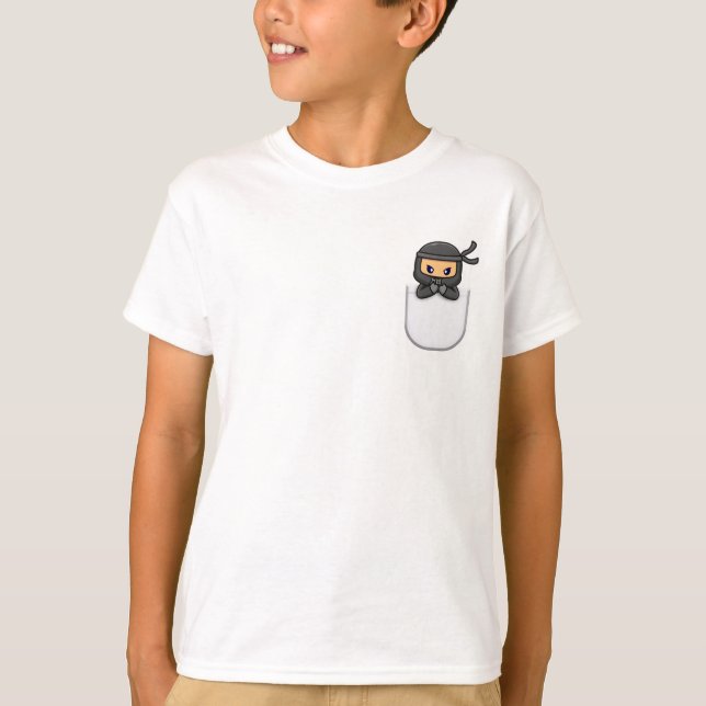 Cute pocket Ninja I Vector Design T-Shirt (Front)
