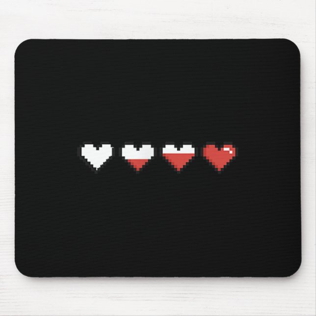 Cute Pocket Pixel Red Heart Valentine’s Day  Mouse Mat (Front)