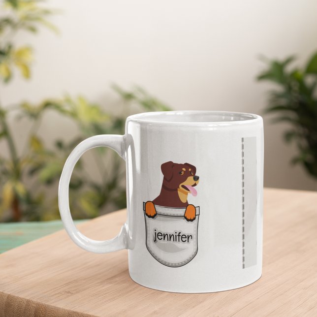 Cute Pocket Puppy Rottweilers Add Ur Name  Coffee Mug (Creator Uploaded)