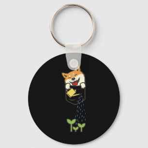 Cute Pocket Shiba Inu Shirt Dog Lover Plants Garde Key Ring