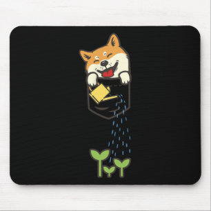 Cute Pocket Shiba Inu Shirt Dog Lover Plants Garde Mouse Mat