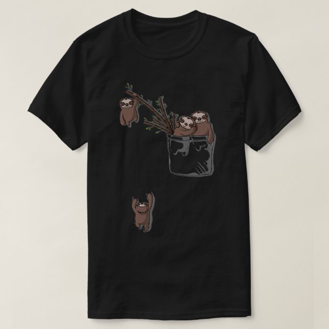 Cute Pocket Sloth Family T-Shirt (Design Front)
