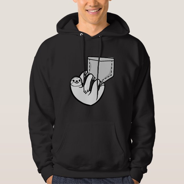 Cute Pocket Sloth Hanging Around Hoodie (Front)