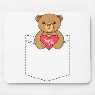 Cute Pocket Teddy Bear Hugging Heart - 2020 Valent Mouse Mat