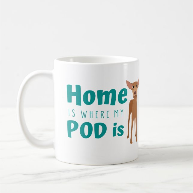 Cute Podenco Dog Cartoon Coffee Mug (Left)