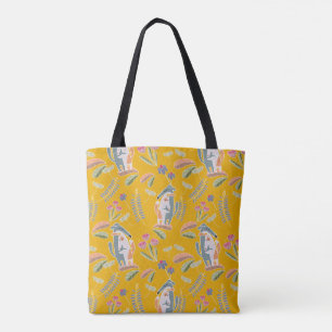 Cute Podenco Matching Floral Mustard Tote Bag