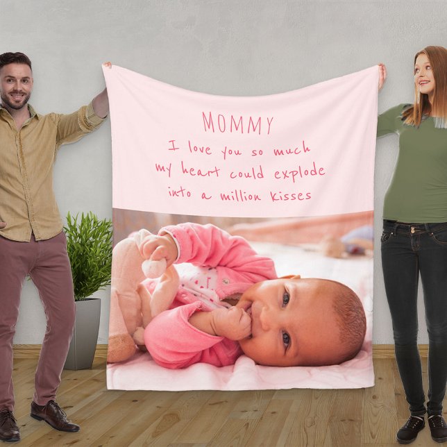 Cute Poem for Mum - Pink Baby Photo Fleece Blanket (Creator Uploaded)