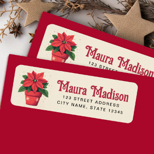 Cute poinsettia Christmas holiday return address