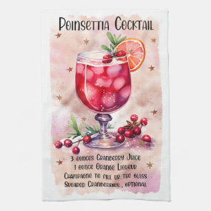 Cute Poinsettia Cocktail Christmas Drink Recipe Tea Towel