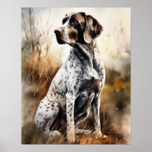 Cute Pointer Dog Art Print Poster
