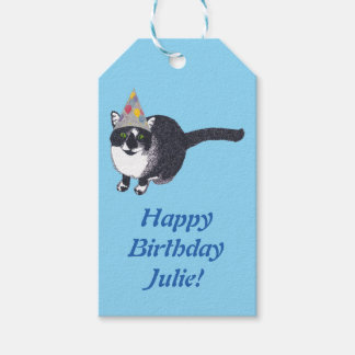 Cute Pointillism Cat Personalised Gift Tags