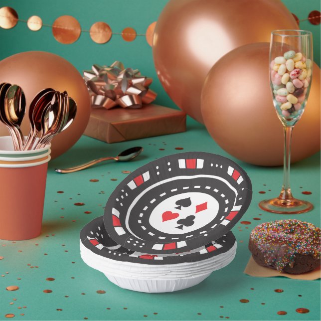 cute poker chip Casino party  Paper Plate (Multi)