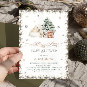 Cute Polar Bear A merry Little Baby Shower  Invitation