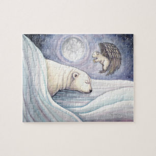 Cute Polar Bear and Angel Cub Puzzle
