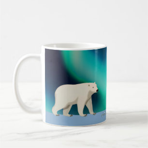 Cute Polar Bear and Northern Lights Coffee Mug