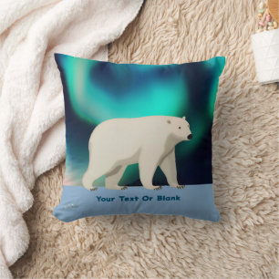 Cute Polar Bear and Northern Lights Cushion