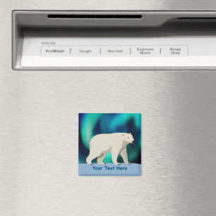Cute Polar Bear and Northern Lights Magnet