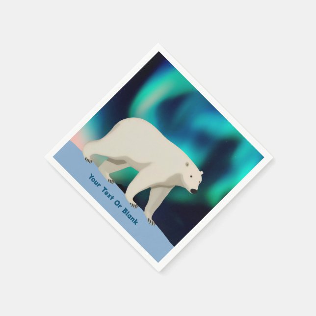 Cute Polar Bear and Northern Lights Napkin (Corner)