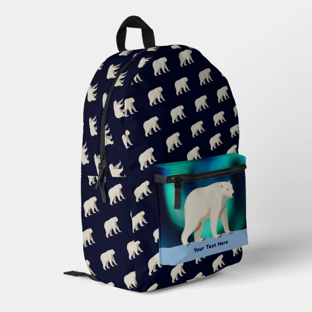 Cute Polar Bear and Northern Lights Printed Backpack (Back Corner Left)