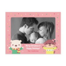 Cute Polar Bear and Otter Christmas Holiday Photo