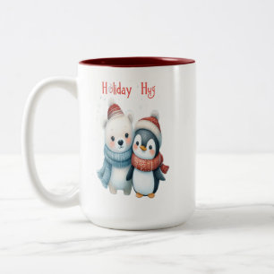 Cute Polar Bear and Penguin Friends Christmas Mug